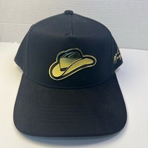 3D Metallic Gold Cowboy Hat Patch Black Snapback Flat Bill Cap El Mundo Es Tuyo